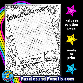 Parable of the sower word search puzzle activity coloring parables of jesus