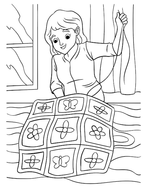 Premium vector quilter coloring page for kids