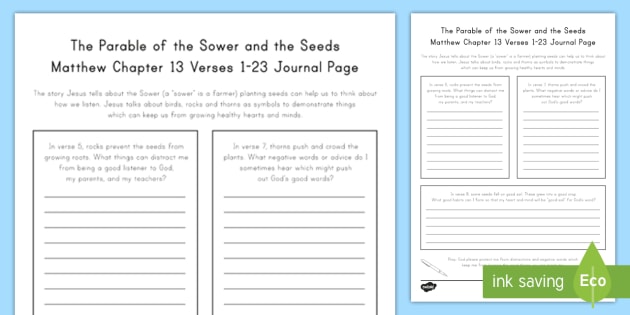 Parable of the sower journal christian ed usa