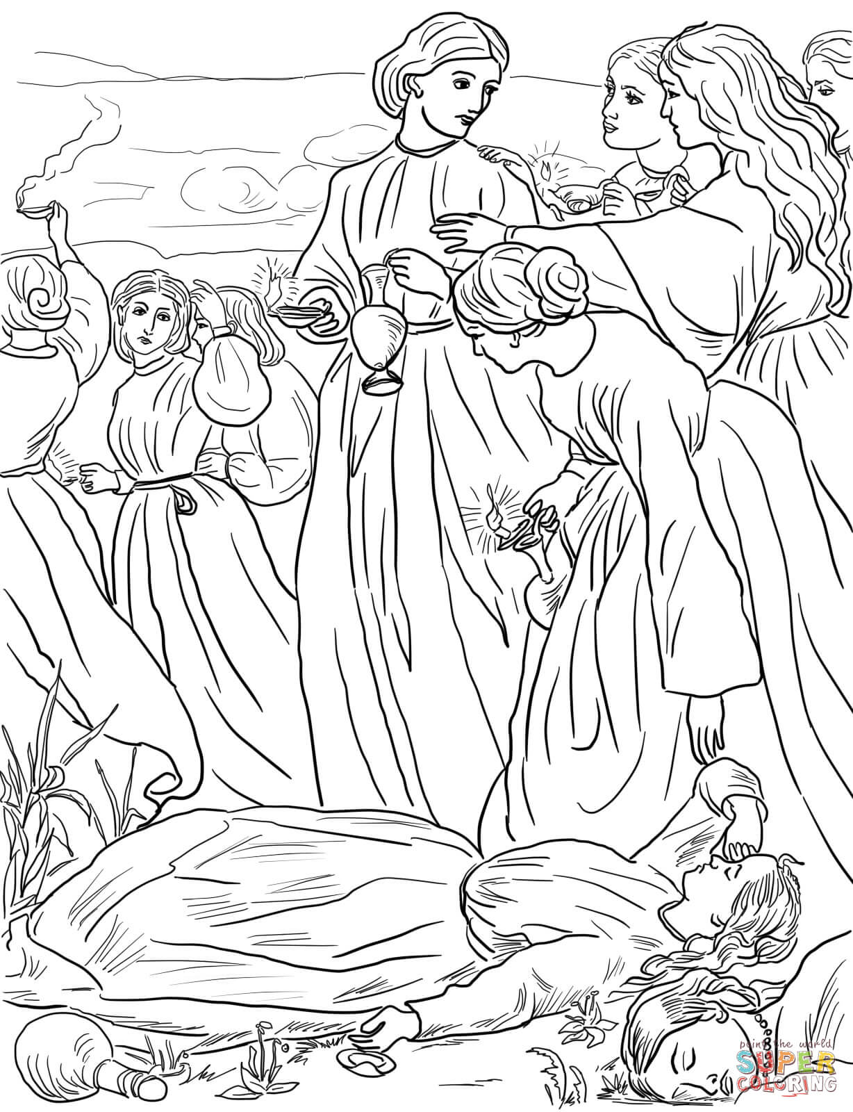 Ten virgins parable coloring page free printable coloring pages