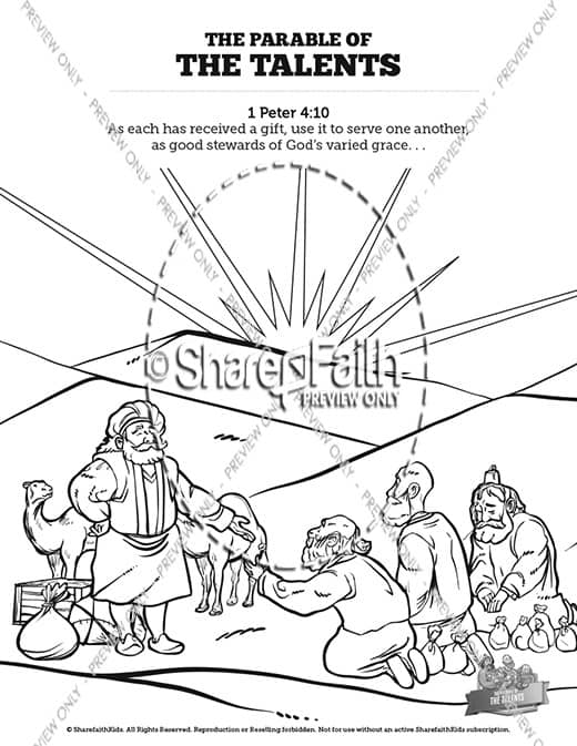 The parable of the talents sunday school coloring pages â