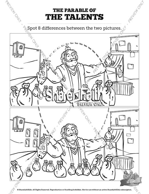 The parable of the talents kids spot the difference â