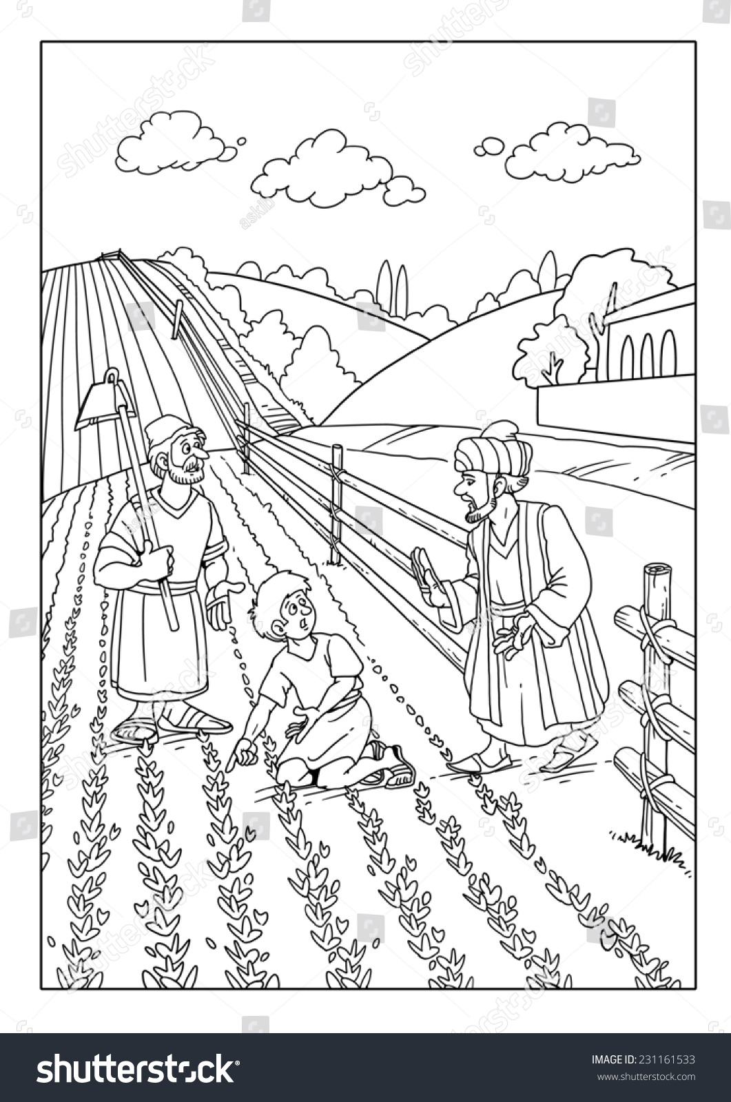 Parable wheat weeds sown field stock illustration