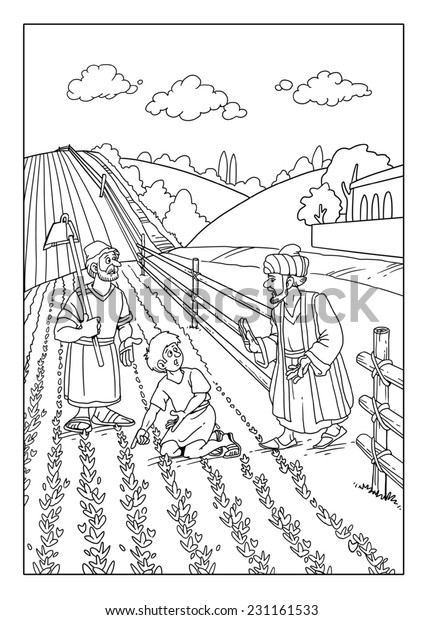 Parable wheat weeds sown field stock illustration