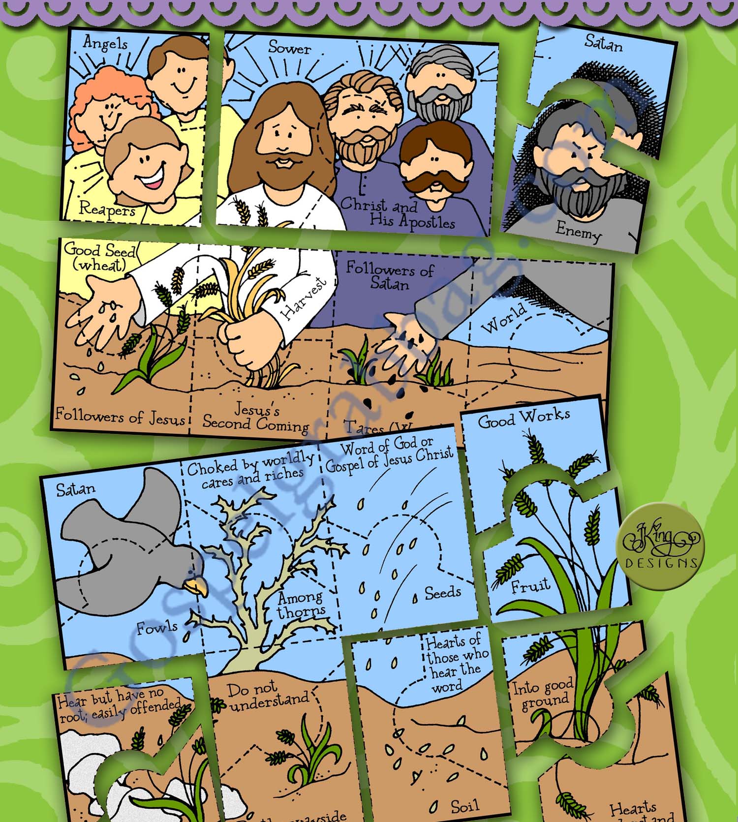 Parables of jesus activity parable of the sower and the wheat and tares puzzle matthew e follow me