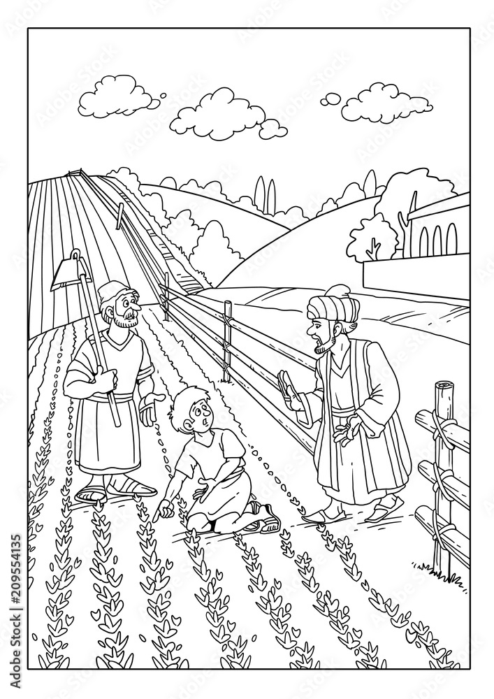 The parable of the wheat and the weeds sown in the field illustration