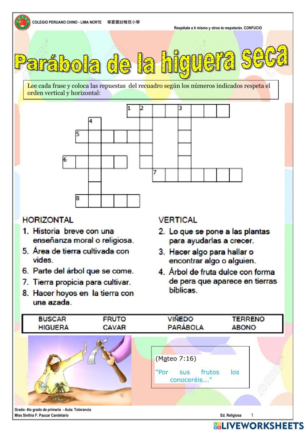 Parãbola de la higuera seca worksheet live worksheets