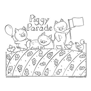 Piggy parade page to color