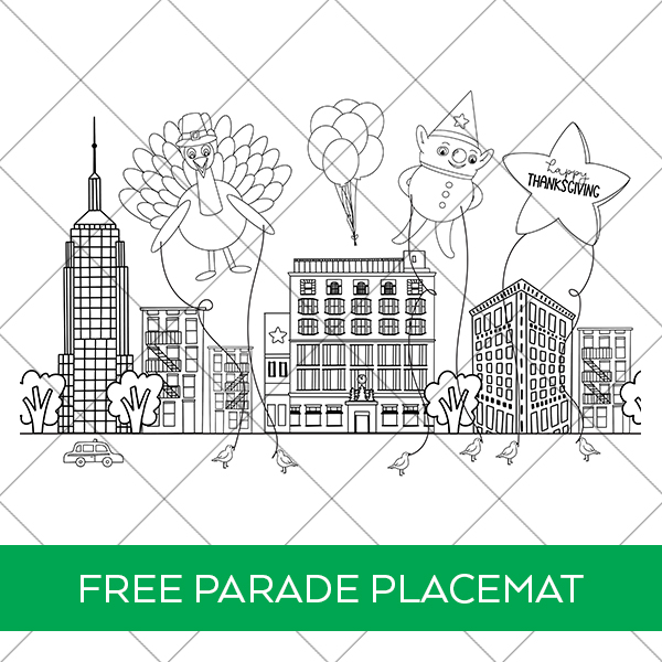 Thanksgiving parade placemat coloring page