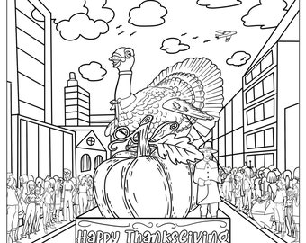 Thanksgiving parade coloring pages for adults printable coloring pages instant download jpeg