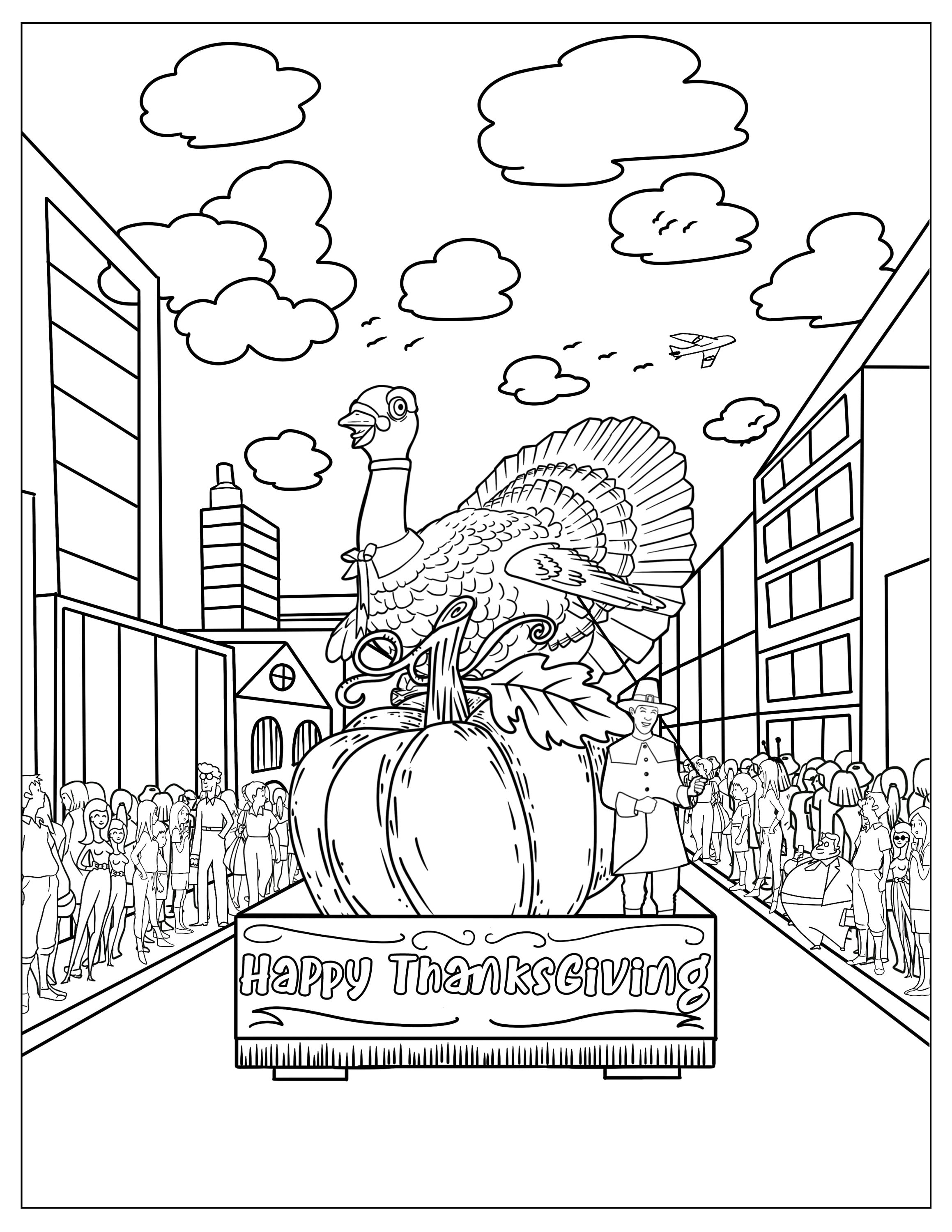 Thanksgiving parade coloring pages for adults printable coloring pages instant download jpeg