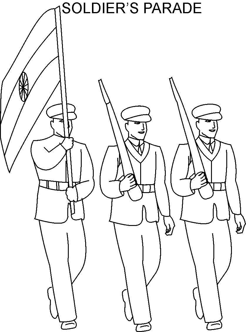 Republic day soldier parade coloring page