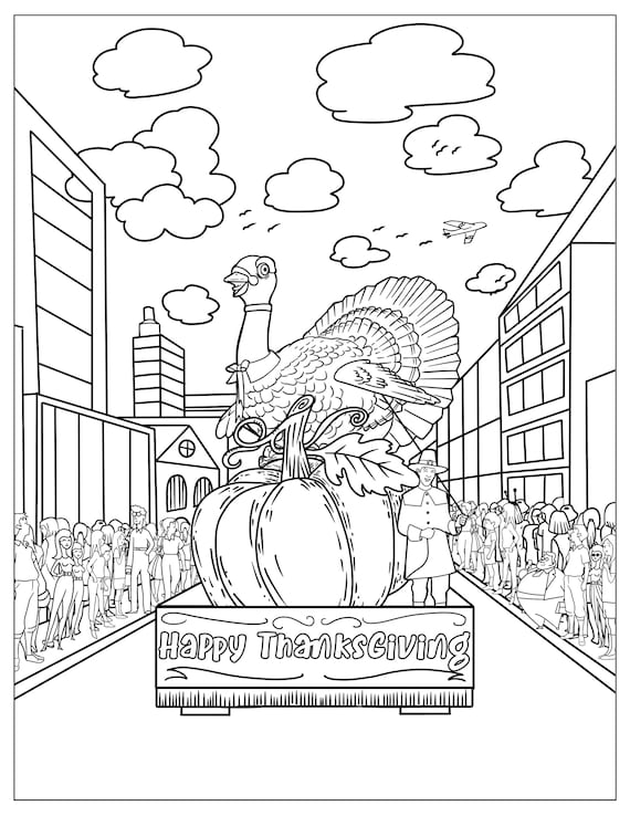 Thanksgiving parade coloring pages for adults printable coloring pages instant download jpeg