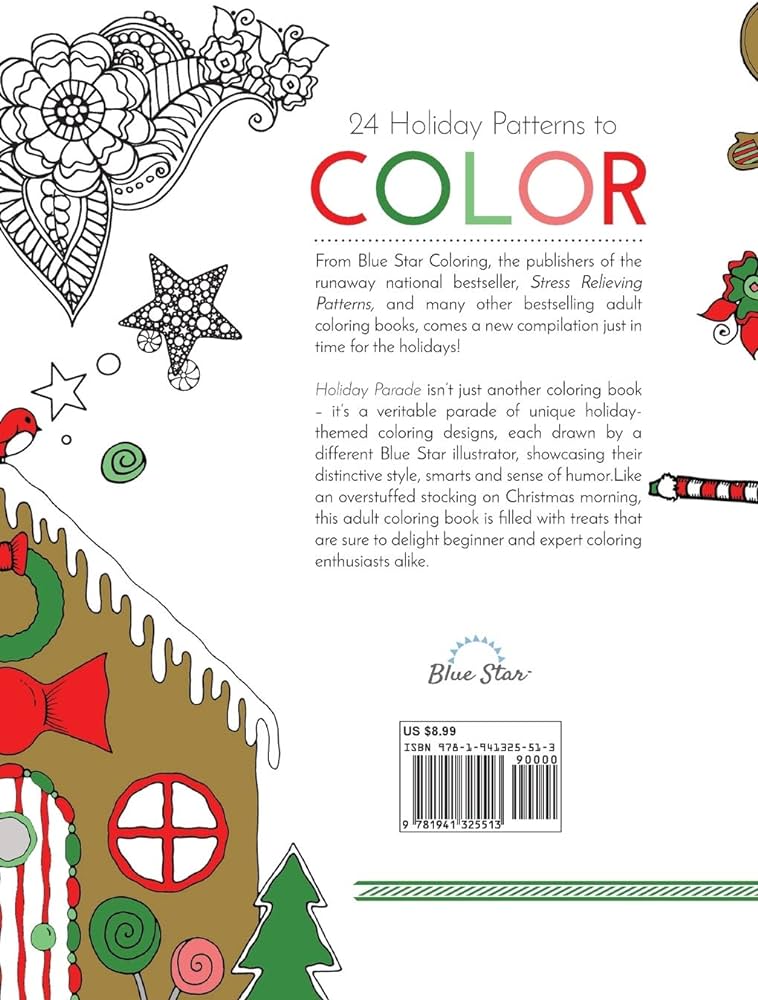 Holiday parade a christmas adult coloring book blue star coloring books