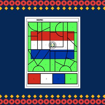 Paraguay flag color by number coloring page