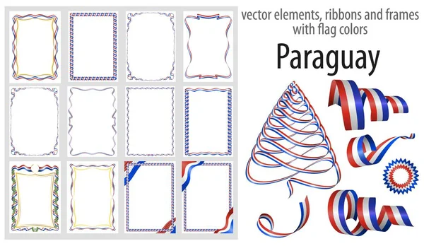 Vector elements ribbons frames flag colors paraguay template your certificate stock vector by saidauita