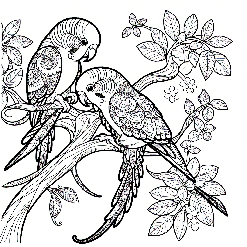 Parakeet coloring page