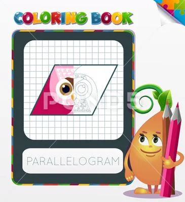 Coloring book parallelogram geometric form illustration