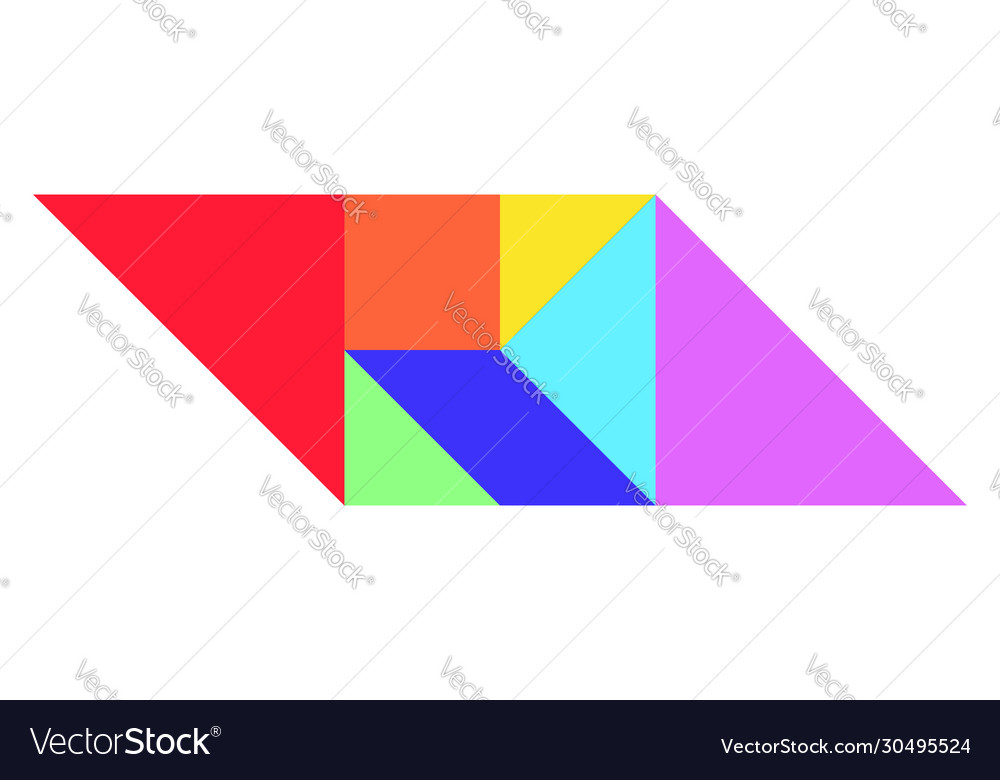 Color tangram puzzle in parallelogram shape vector image