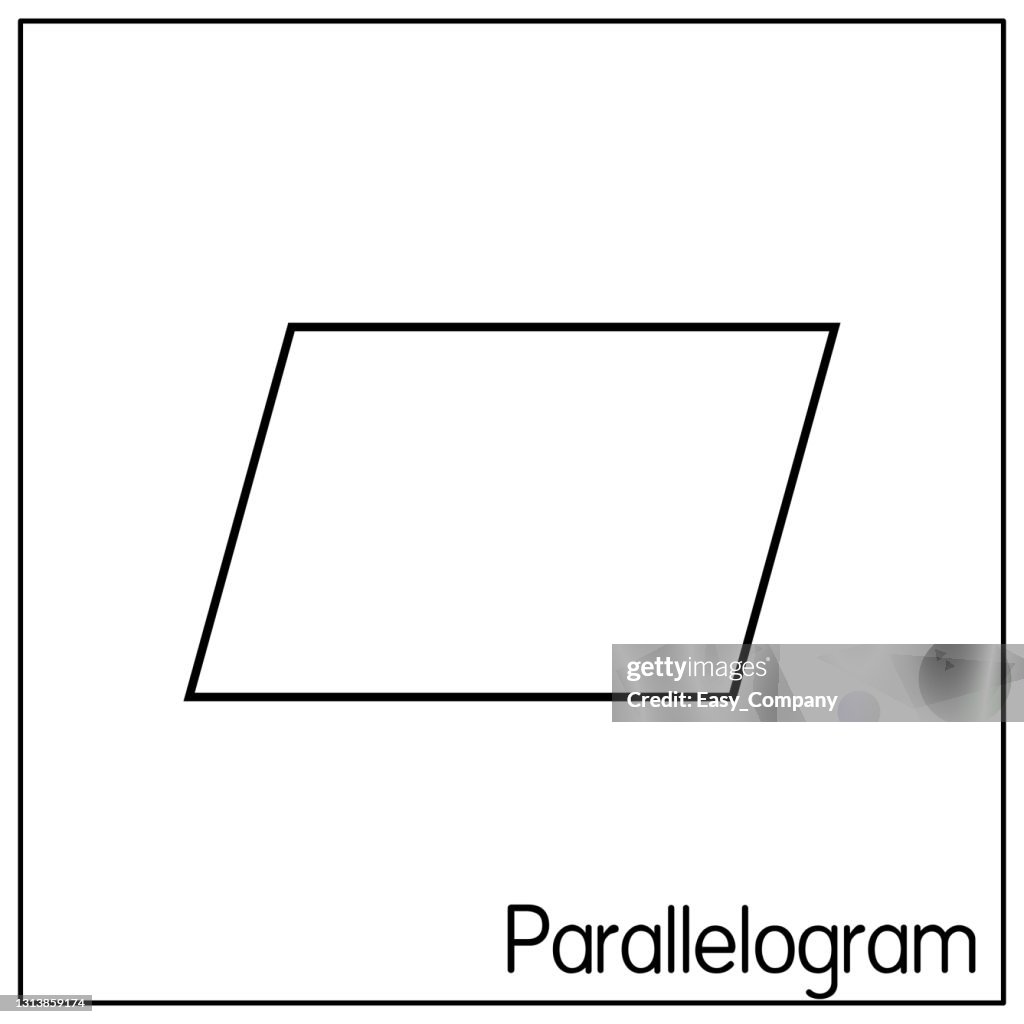 D parallelogram shapes only black and white for preschool student coloring parison drawing doodle art project first word book or flash card high