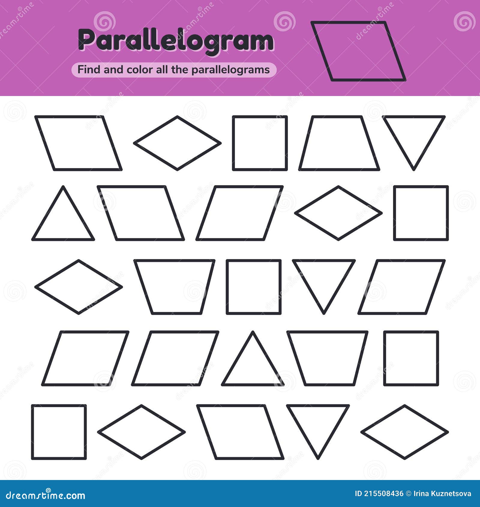 Educational worksheet for kids kindergarten preschool and school age geometric shapes stock illustration