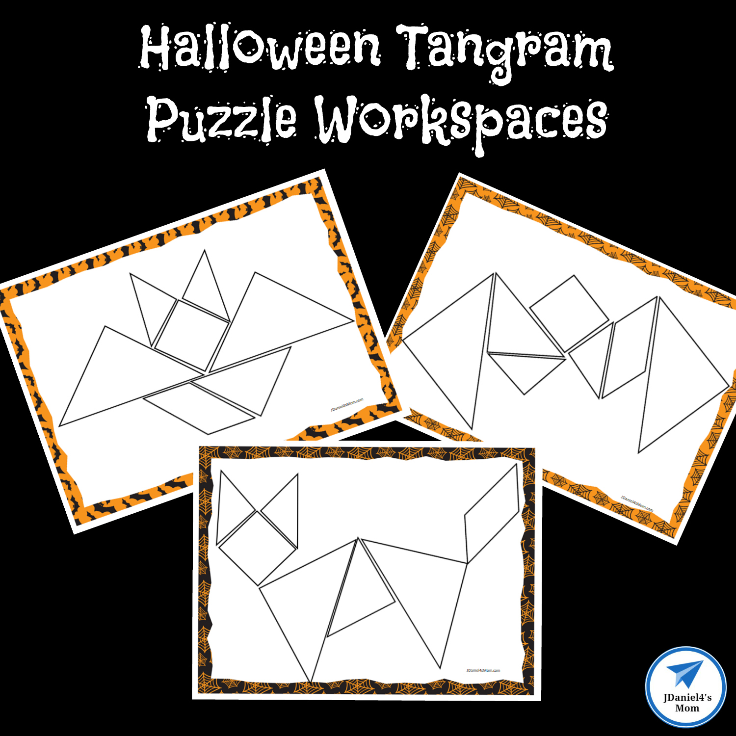 Halloween themed printable tangram puzzles