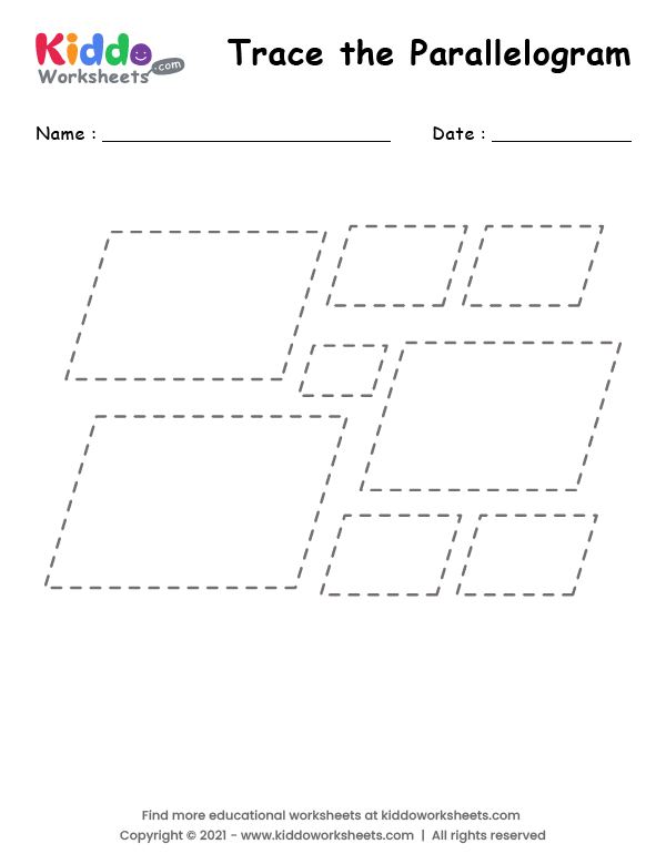 Free printable tracing shape parallelogram worksheet