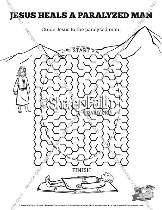 Luke jesus heals the paralytic sunday school coloring pages clover media