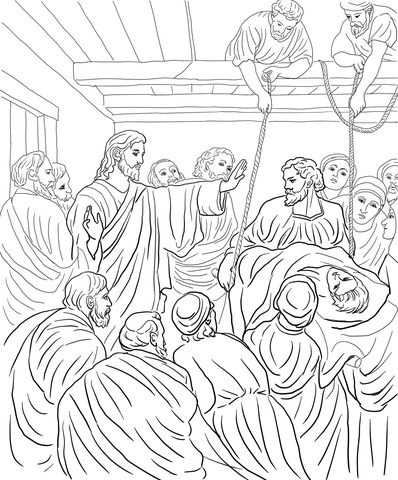 Jesus heals paralytic man coloring page free printable coloring pages