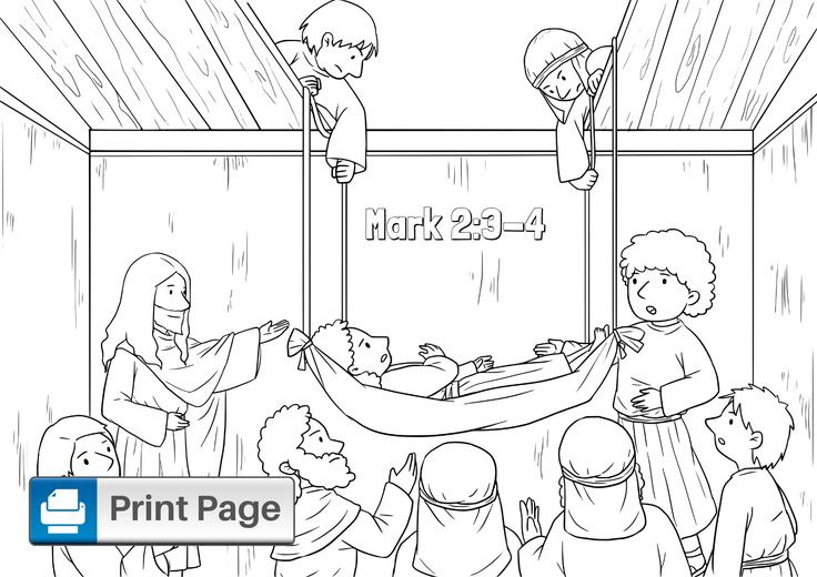 Jesus heals the paralytic man coloring pages for kids â connectus jesus heals jesus heals paralyzed man paralyzed man