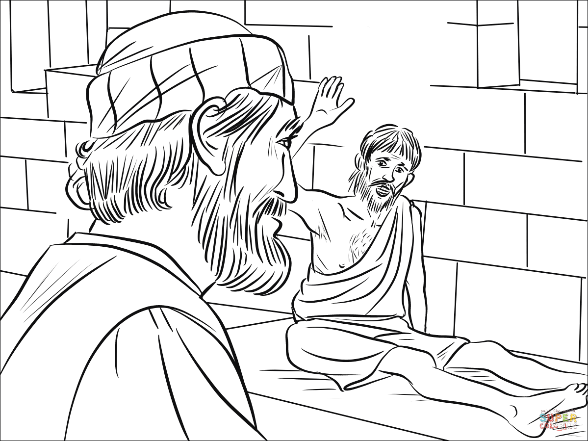 Peter met a paralyzed man called aeneas coloring page free printable coloring pages