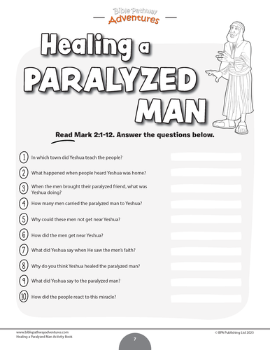 Bible miracles healing a paralyzed man activity book teaching resources