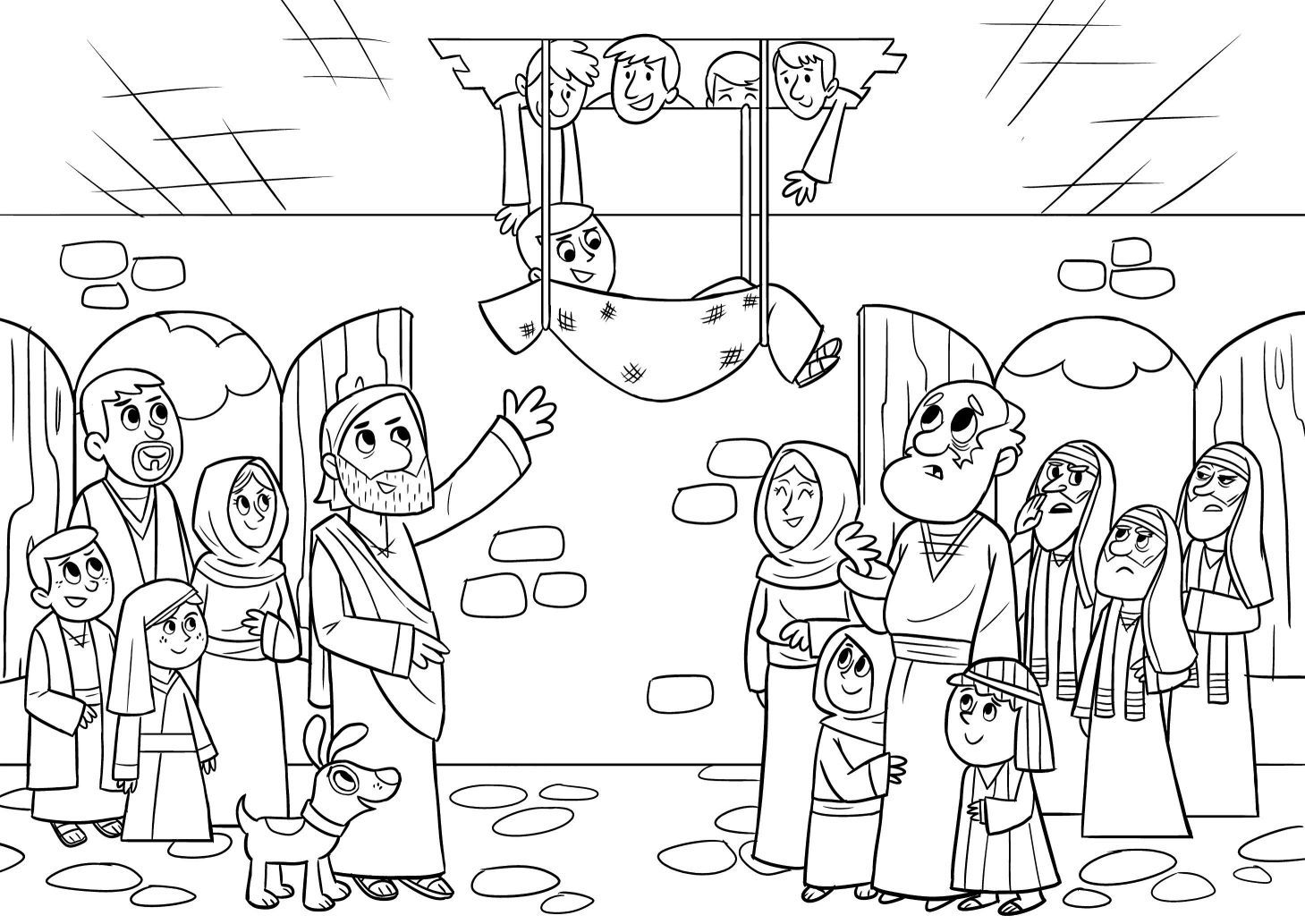 Marvelous jesus heals the paralytic coloring page ten sick pics jesus heals preschool bible paralyzed man