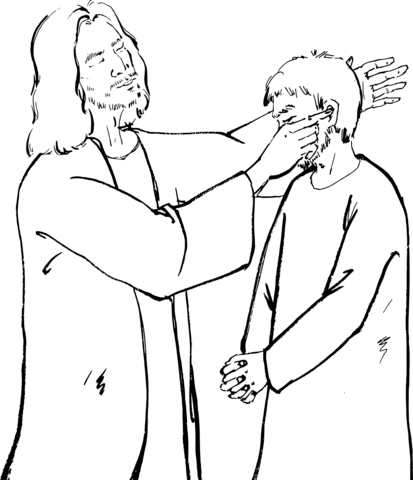 Jesus put his fingers into the deaf mans ears coloring page free printable coloring pages