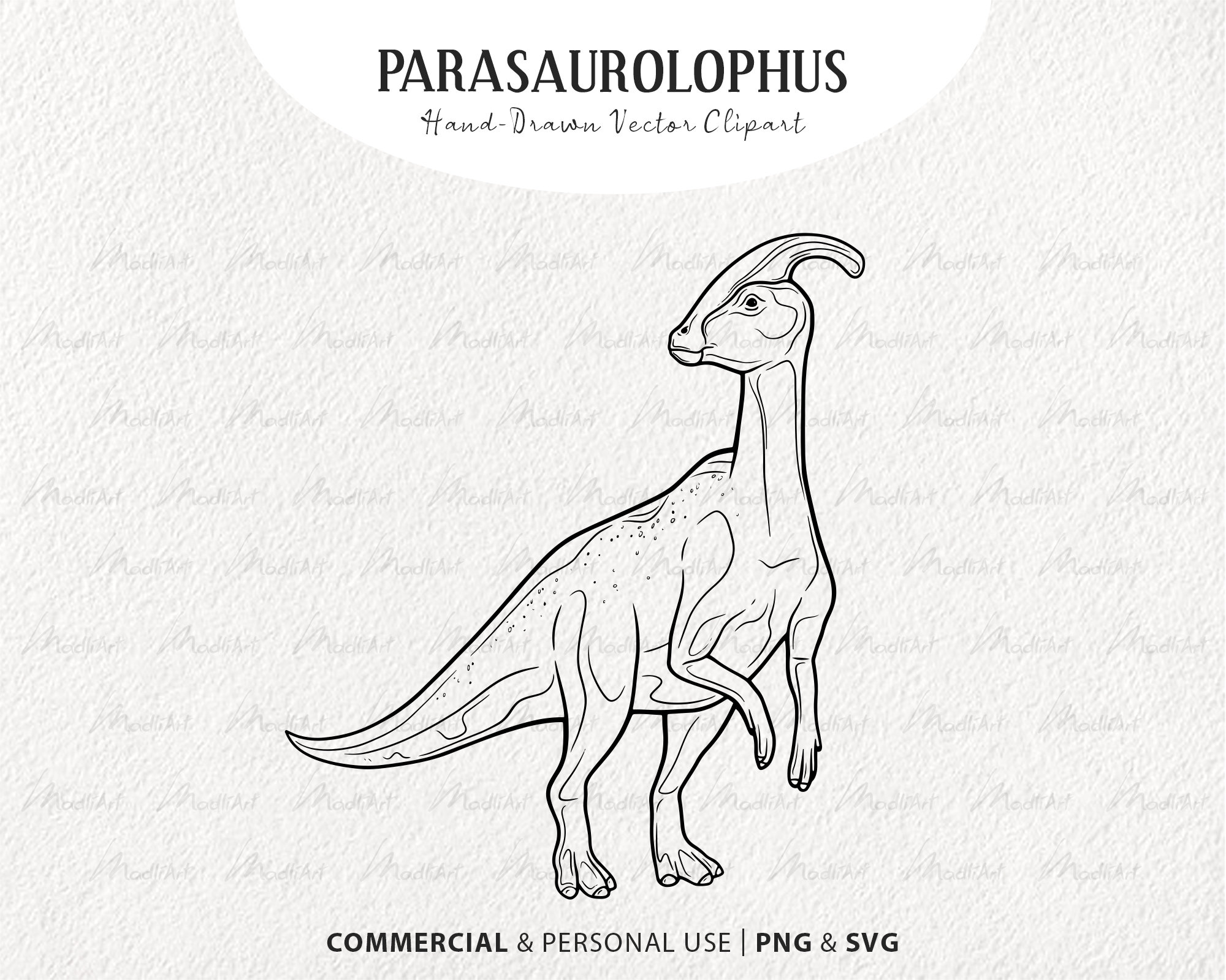 Parasaurolophus dinosaur vector clipart hand