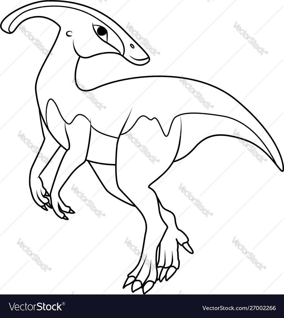 Coloring book parasaurolophus dinosaur royalty free vector