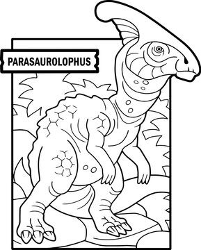 Prehistoric dinosaur parasaurolophus coloring page outline illustration vector