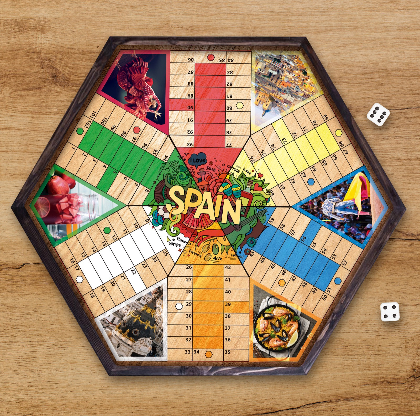 Parcheesi board for players spain board hand made with wood resin