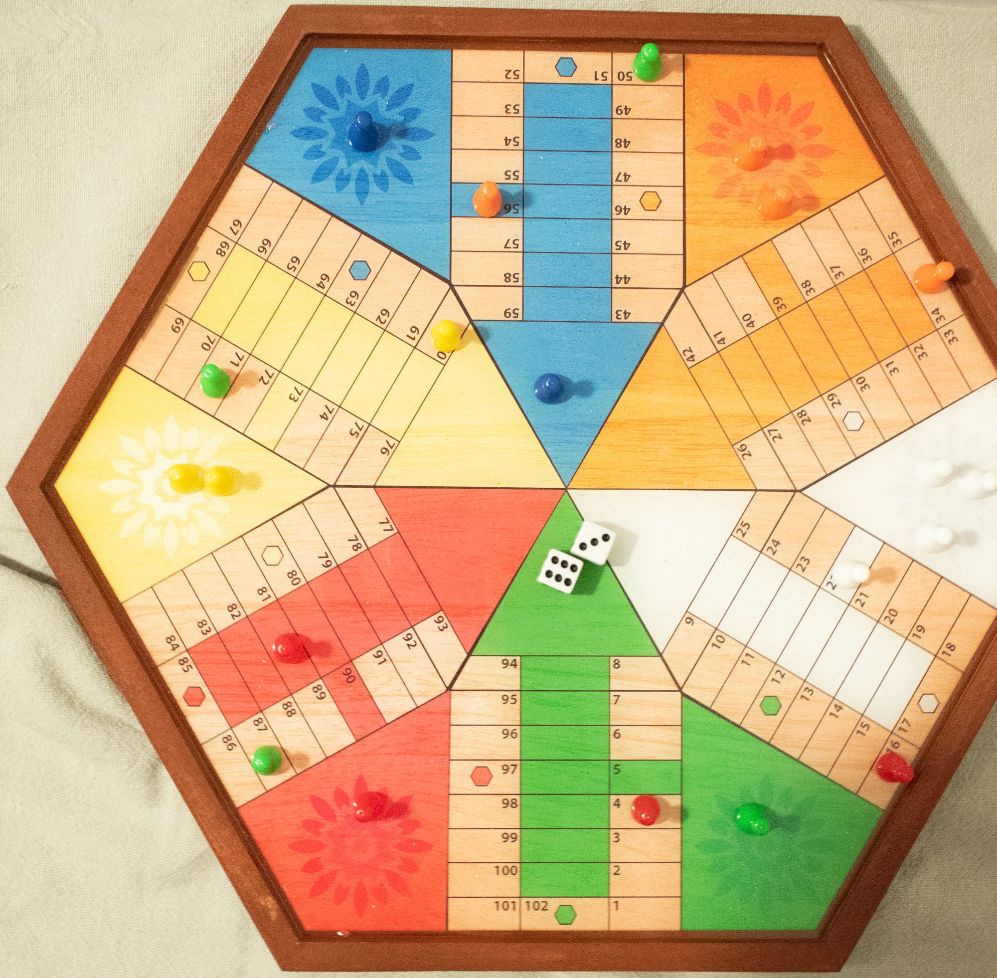 Parcheesi board for players original classic board hand made with wood resin copper color ready to go