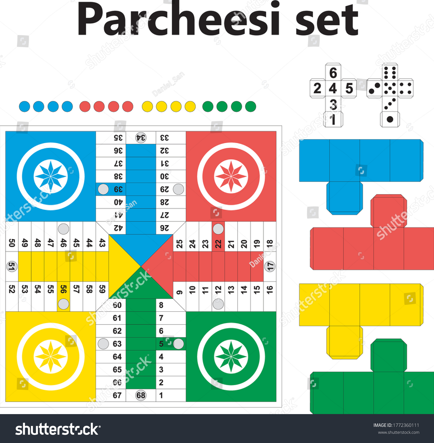 Parcheesi parchis players board game stock vector royalty free