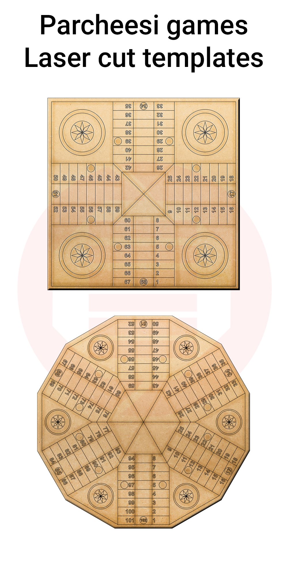 Parcheesi board game laser cut template glowforge svg files