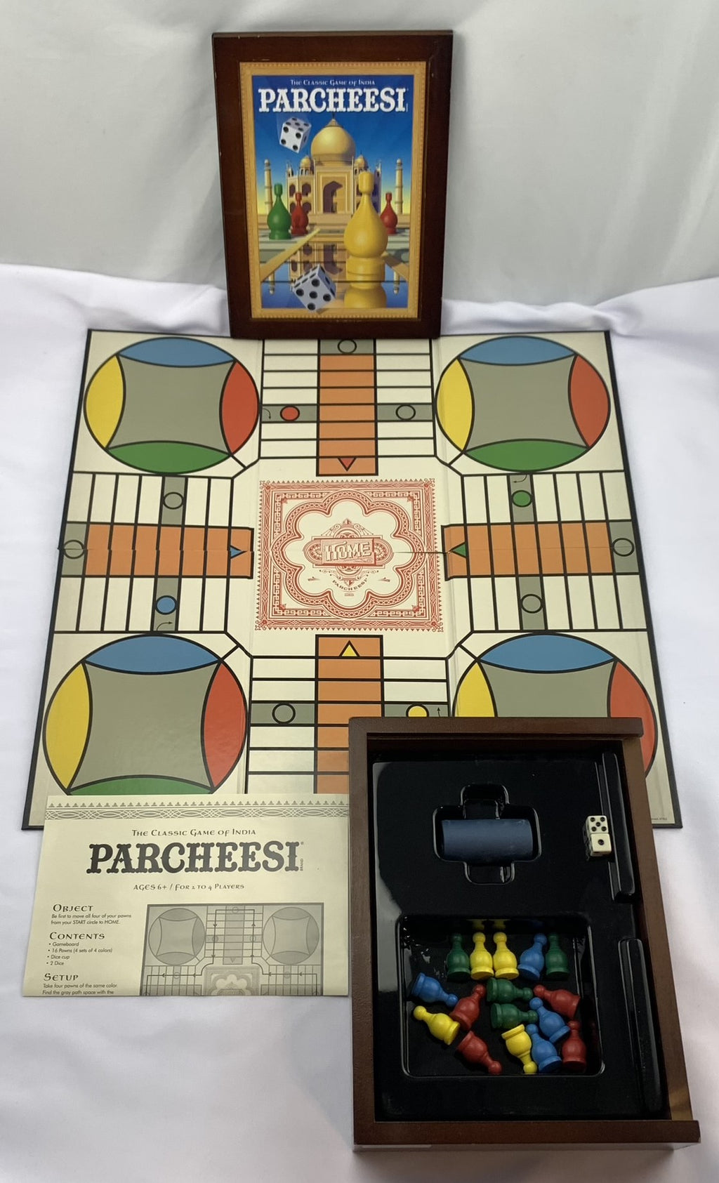 Parcheesi game of india wood box book edition