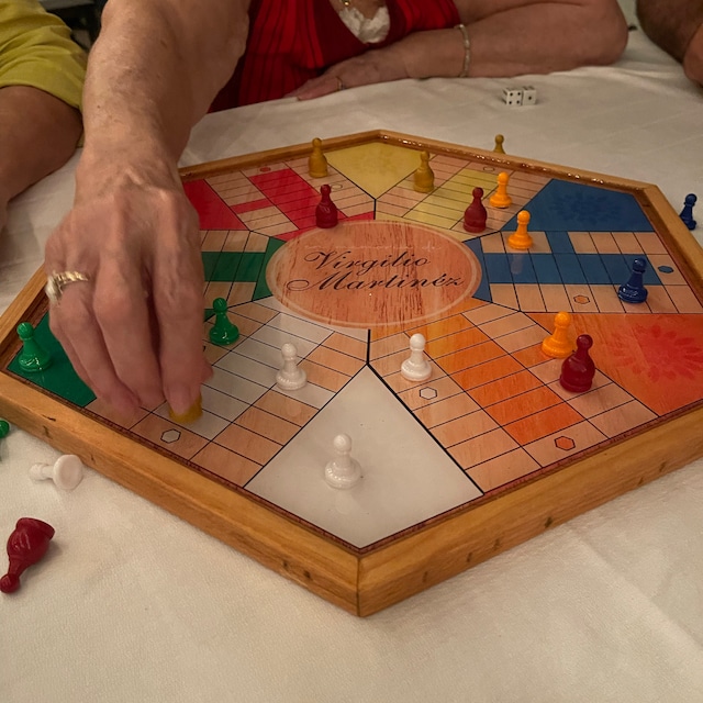 Parcheesi board for players original classic board hand made with wood resin glitter