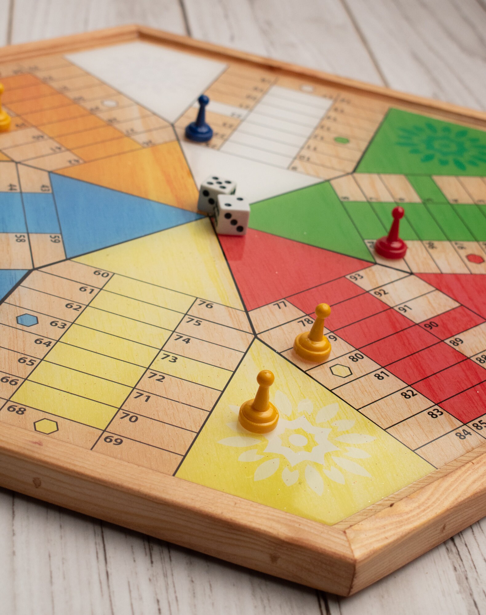 Parcheesi board for players original classic board hand made with wood resin glitter