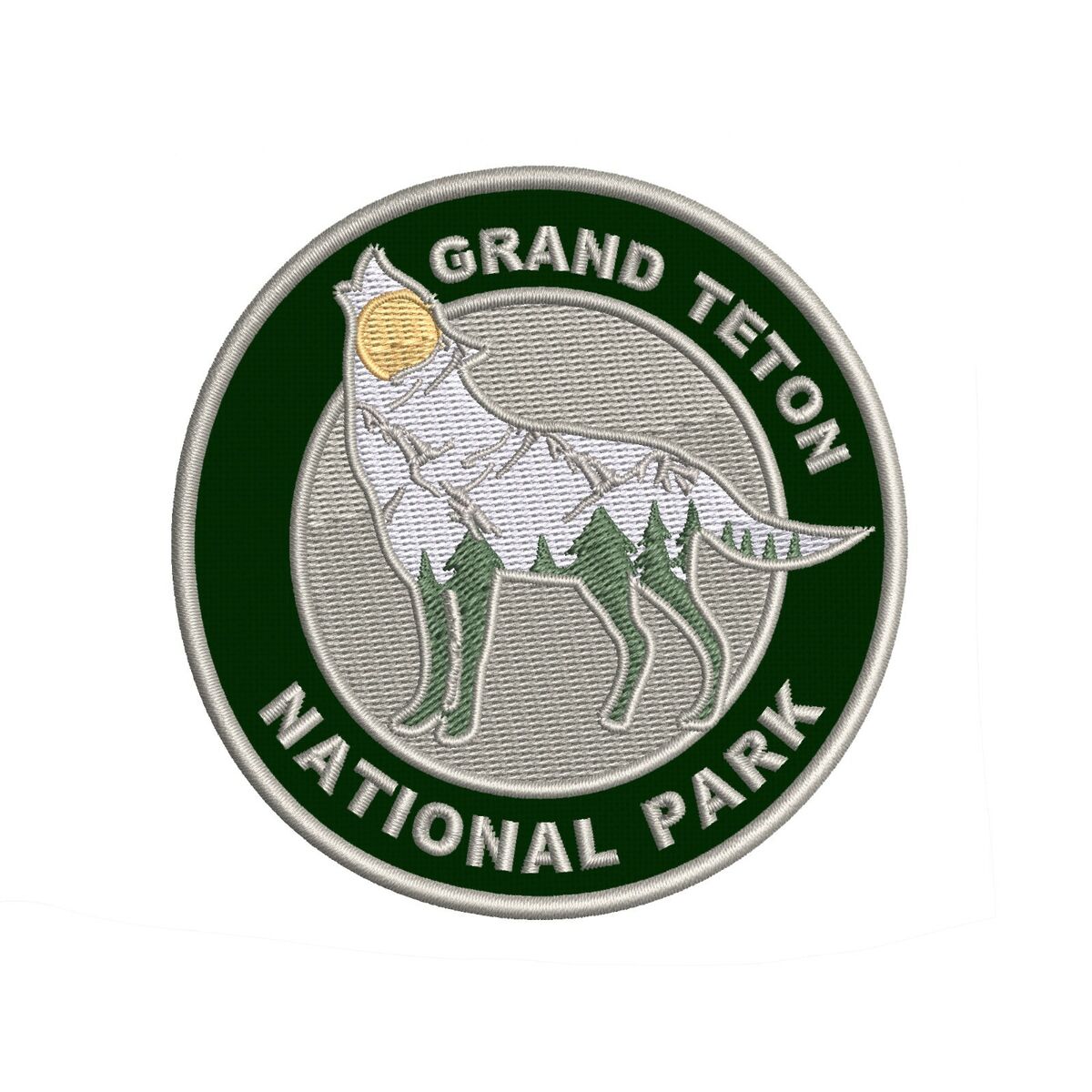 Grand teton national park wolf forest embroidered patch iron sew