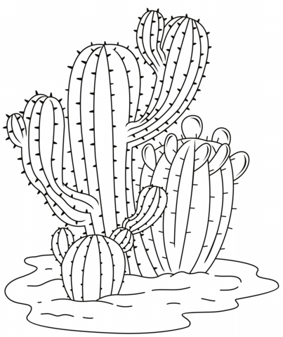 Cactus coloring page free printable coloring pages