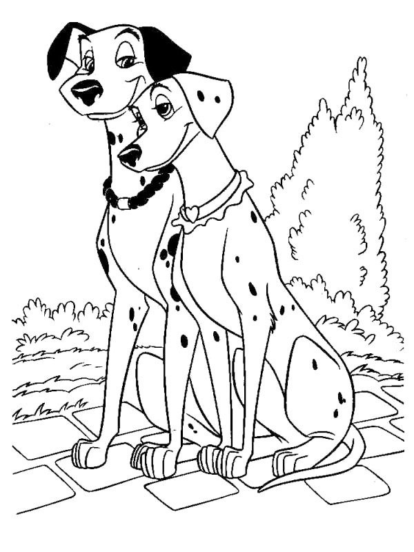 Dalmatian pongo and perdy coloring page