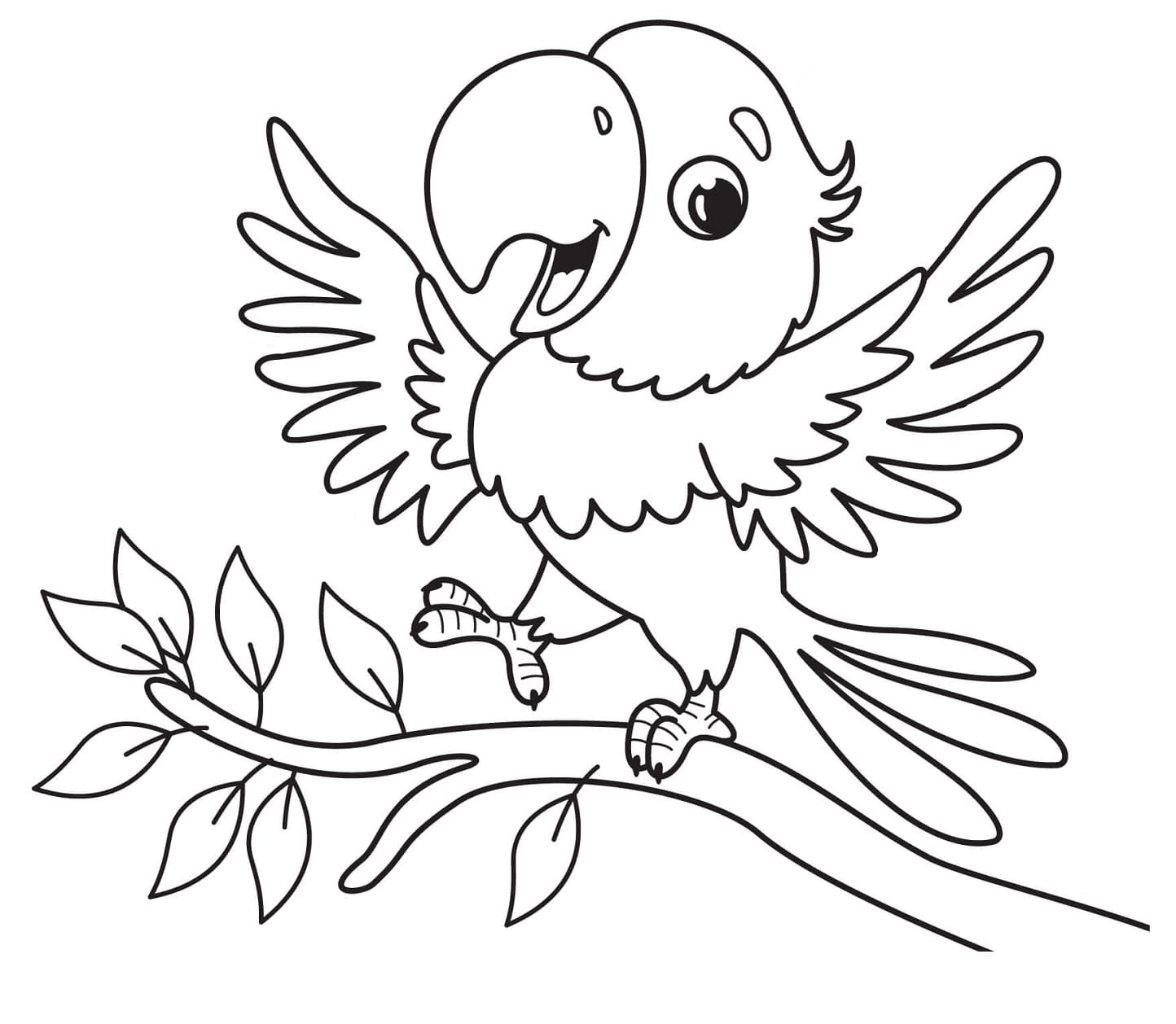 Happy parrot coloring page