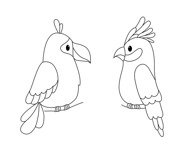 Premium vector coloring page outline of cartoon parrot coloring book for kids vector