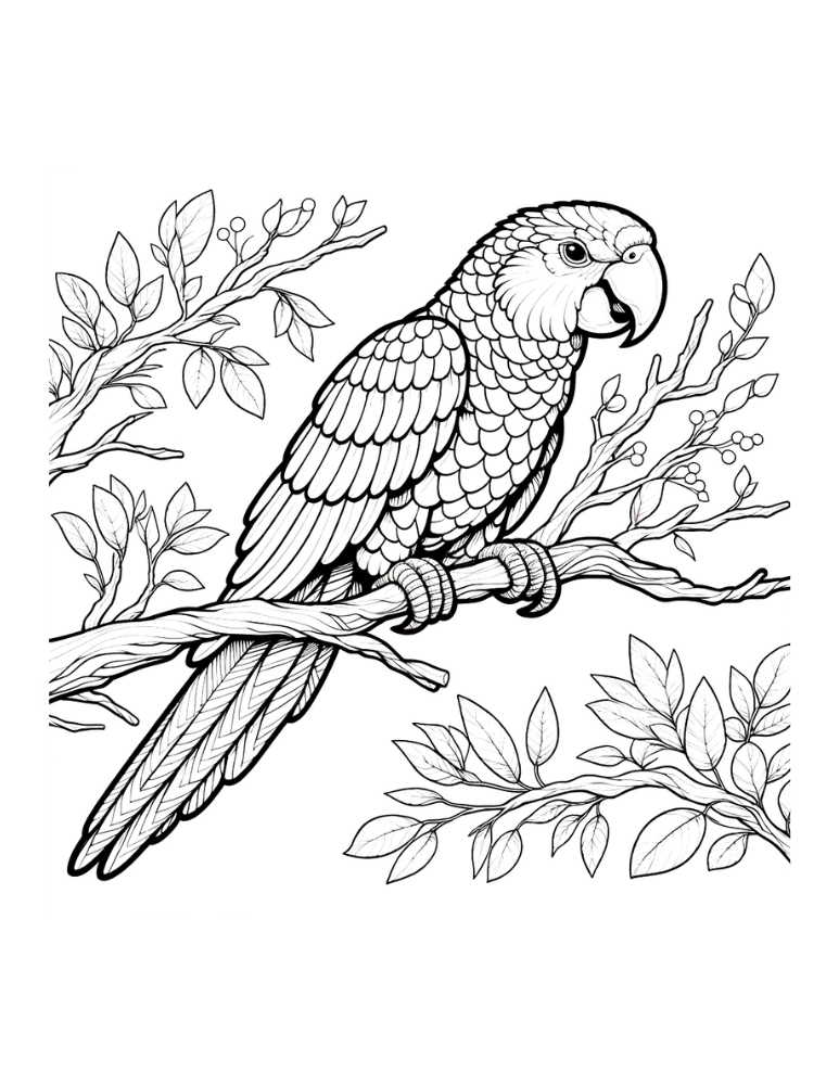 Free parrot coloring pages for kids